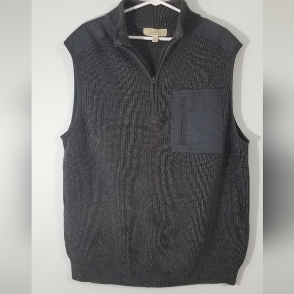 Cabela's Cable Knit Sweater Vest. Pullover 1/4 Zip. Heavyweight. Men's Large.